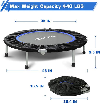 BCAN 40/48" Foldable Mini Trampoline Max Load 330lbs/440lbs