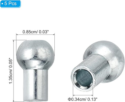 PATIKIL Cable Ball Stopper, 5pcs Gym Machine Accessories for 5mm Cable Fitness Equipment Wire Rope Port Joint Replacement Parts for Home Gym Machine, Silver