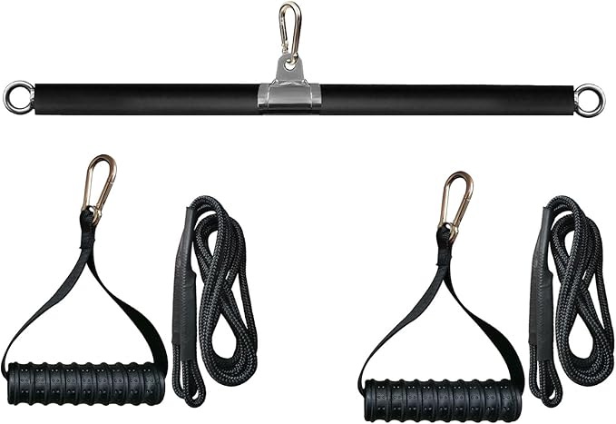 KORIKAHM Non-Detachable LAT Pull Down Bar Cable Attachments for Gym, LAT Pulldown Attachments, Straight Bar, Resistance Band Bar for Weightlifting Workout