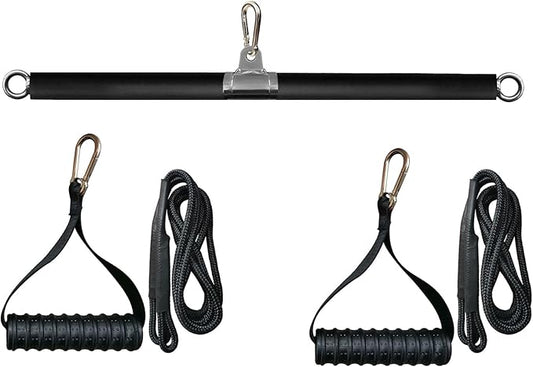 KORIKAHM Non-Detachable LAT Pull Down Bar Cable Attachments for Gym, LAT Pulldown Attachments, Straight Bar, Resistance Band Bar for Weightlifting Workout