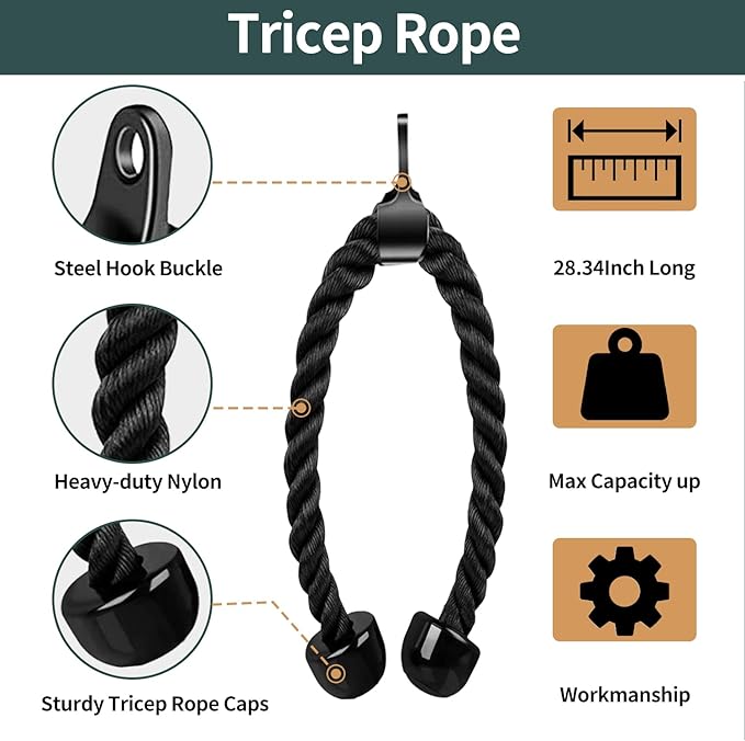 Solid Steel Cable Machine Accessories for Home Gym, Triceps Pull Down Attachment, Cable Attachments for Gym, LAT Pull Down Attachment Weight Fitness