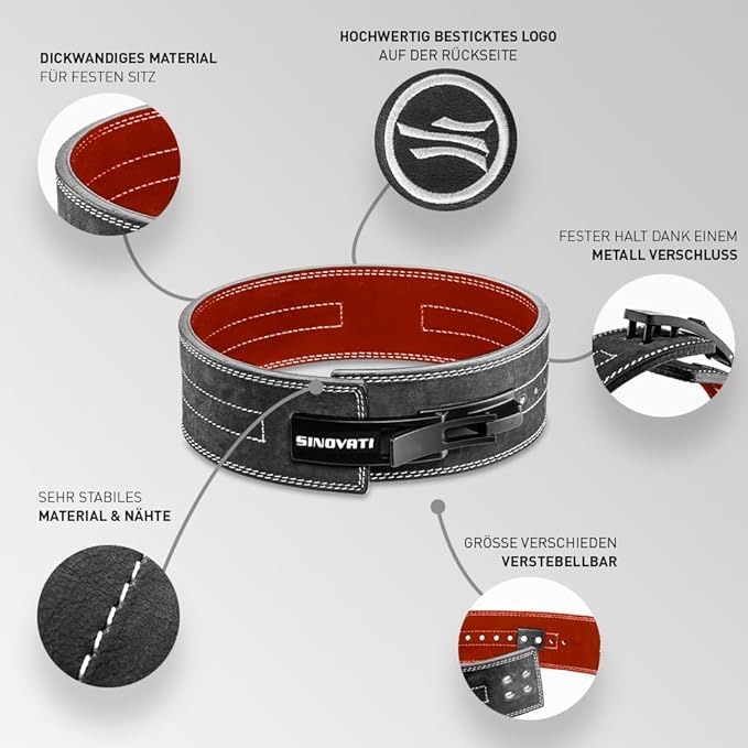 Weight-lifting belt for men with lever buckle 8.5cm / 10cm Height