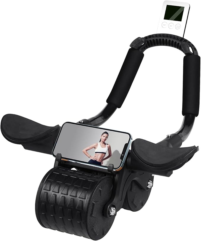 Ab Roller Wheel，with Timer Automatic Rebound Abdominal Wheel，Elbow Support Abs Roller Wheel Core Exercise Equipment