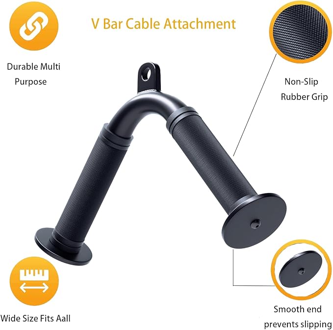 Tricep Press Down V Bar, Cable Machine Attachment Home Gym LAT Pulldown Attachments