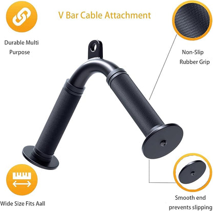 Tricep Press Down V Bar, Cable Machine Attachment Home Gym LAT Pulldown Attachments