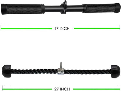 Kinglotus Cable Machine Attachment Straight Bar Tricep Rope Double D Handle for Home Gym Weight Equipment Accessories.