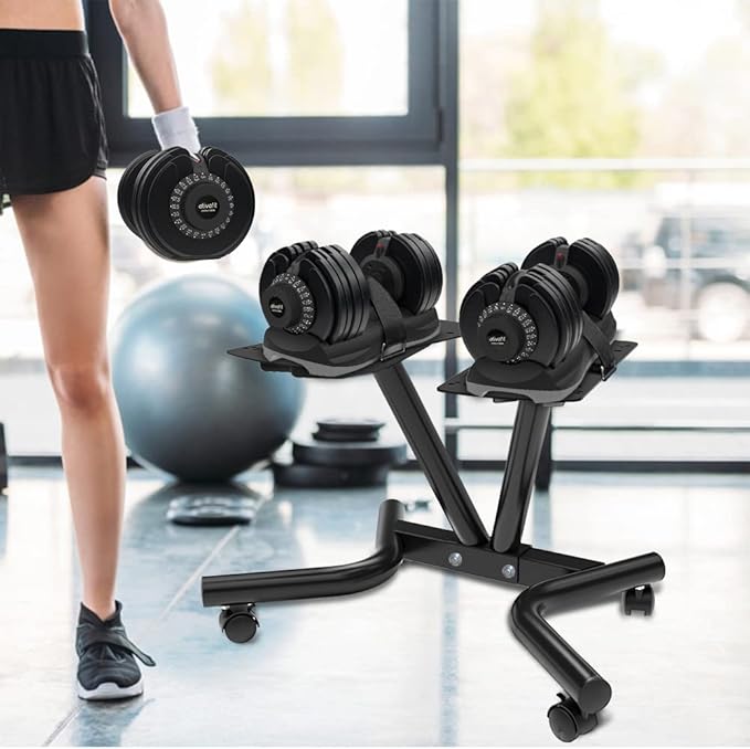 ATIVAFIT Adjustable Dumbbell Stand Fitness Dial Dumbbell Rack with Adjustable Belt for Home Gym Set
