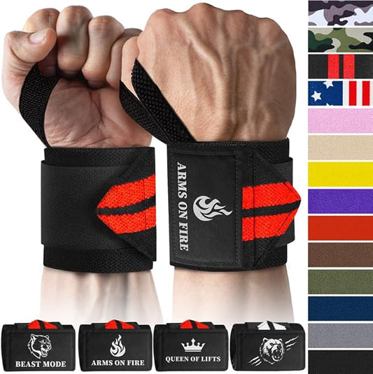 TECEUM Weightlifting 18" & 12" Wrist Wraps with Thumb Loop – Heavy Duty Wrist Workout Braces for Men and Women – Ideal for Powerlifting, Strength Training, Bodybuilding