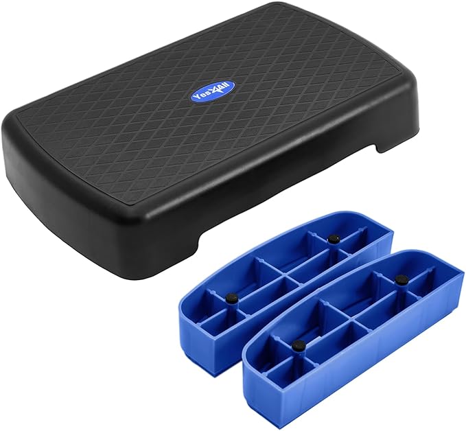 Yes4All 18.9" Aerobic Exercise Step Platform with 2 Risers 3" 5.1" 5.1" for