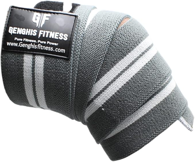 Genghisfitness 72" Weightlifting Knee Wraps Pair for Squats, Weightlifting, Powerlifting