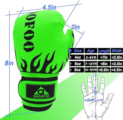 Kids Boxing Gloves 4oz 6oz 8oz Punching Gloves for Kids Youth Traning Gloves for Punching Bag Kickboxing Sparring Muay Thai MMA Fight Gloves