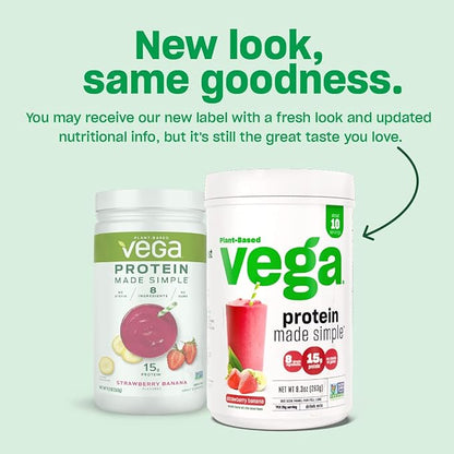 Vega Protein Made Simple, Dark Chocolate - Stevia Free Vegan Protein Powder, Plant Based, Healthy, Gluten Free, Pea Protein for Women and Men, 36.3oz (2 lbs 4.3 oz) 1.03kg (Packaging May Vary)