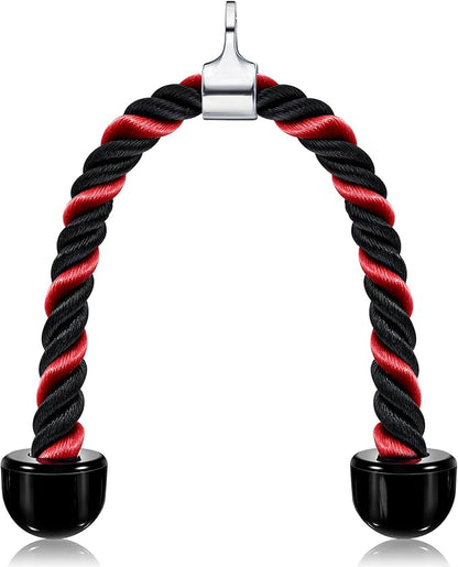tchrules Universal Tricep Rope Pull Down, 27 Inch Heavy Duty Rope Length, Easy to Grip & Non Slip Cable Workout Exercise Machine Attachment, Suitable for Professional Gyms