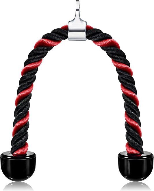tchrules Universal Tricep Rope Pull Down, 27 Inch Heavy Duty Rope Length, Easy to Grip & Non Slip Cable Workout Exercise Machine Attachment, Suitable for Professional Gyms