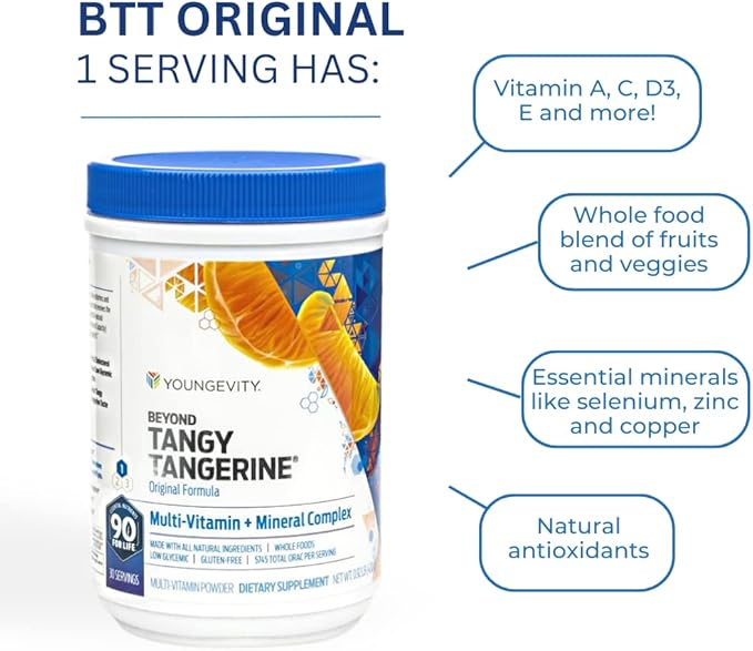 Youngevity Beyond Tangy Tangerine - Original Formula | Multi-Vitamin & Mineral Complex | Made with Natural & Whole Foods | 5,745 ORAC | 6 Pack