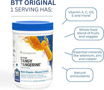 Youngevity Beyond Tangy Tangerine - Original Formula | Multi-Vitamin & Mineral Complex | Made with Natural & Whole Foods | 5,745 ORAC | 6 Pack