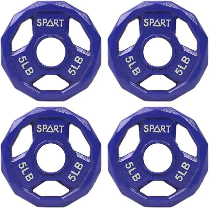 SPART Color Coded Weight Plate 2-Inch Cast Iron 2.5/5/10/15/25/35/45LB, Single/Pair/Set