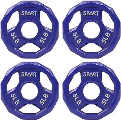 SPART Color Coded Weight Plate 2-Inch Cast Iron 2.5/5/10/15/25/35/45LB, Single/Pair/Set