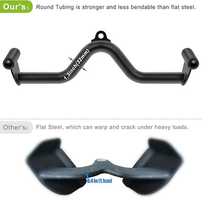 Kipika LAT Pull Down Bars Cable Machine Attachment, Rowing T-bar V-bar Set, Back Strength Training Handle Grips for Cable Machine Rowing Machine, 12" 20" 24" 28" 32" Five Sizes