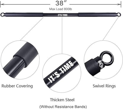 INNSTAR Home Gym Workout bar 38" Black Max 800lb for (Black-38'')
