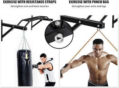 BESTHLS Wall Mounted Pull Up Bar and Dip Station 440 Lbs