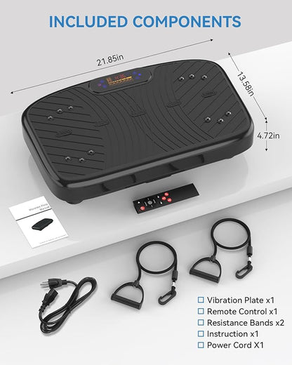 Vibration Plate Exercise Machine, Vibration Plate Platform for Lymphatic Drainage, 200 Adjustable Speeds Power Shaping Vibrating Plate Helps Weight Loss, Shaping, Max Weight 450 Lbs