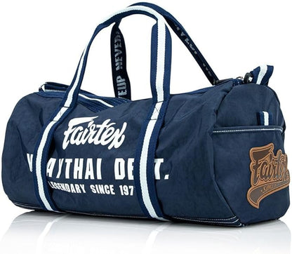 Fairtex BAG9 Retro Style Barrel Bag Thai Boxing Heavy Gym Bag Myay Thai MMA (Navy Blue)