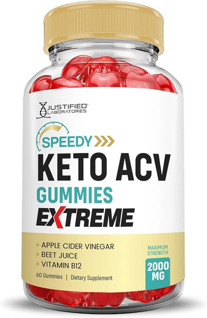 (2 Pack) Speedy Keto ACV Gummies Extreme 2000MG Speedy Keto Gummies Advanced Formula Apple Cider Vinegar with Pomegranate Beet Juice Powder B12 Vegan Non GMO 60 Gummys