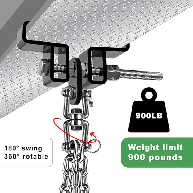 SELEWARE Heavy Duty Steel Beam Clamp, Heavy Bag Mount, Punching Bag Hanger Heavy Duty Holder for Boxing, Muay Thai and MMA Training (with Carabiner)