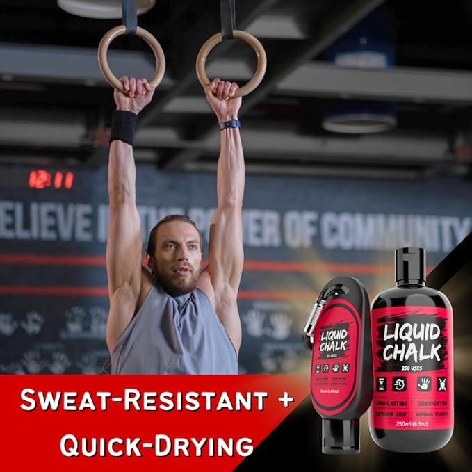 PowerGrip Liquid Chalk - Ultimate Grip Enhancer for Gym, Weightlifting, Climbing & Powerlifting - Long-Lasting Gymnastics Chalk for Rock Climbing, Cheer, and Lifting - Superior Hold, No Mess