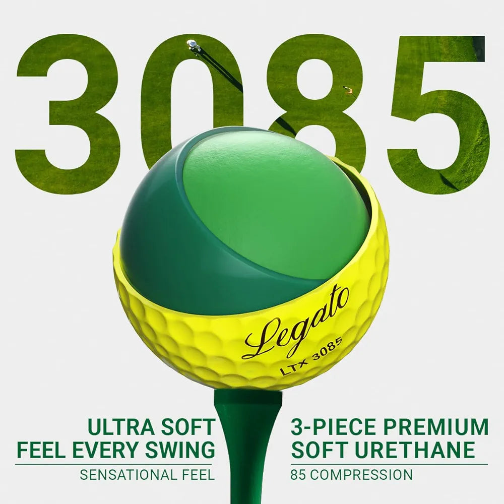 Legato Golf Balls LTX3085 | Designed to Help Golfers Break 90 | Maximized Distance with Soft Feel | 3 Piece | Urethane Cover | 85 Compression