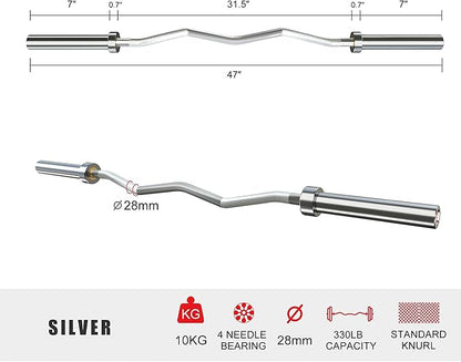 Elevens Olympic Barbell Training Curl Weight Bar 300LBS/330LBS/700LBS /1000LBS/1500LBS Capacity,Chrome