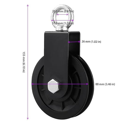 4 Pack 3.5 Inch/90mm Pulley Cable Wheel, 360 Degree Detachable Rotation Traction Wheel, Heavy Duty Fitness Pulley Wheel for Gym Pulley System Equipment,Traction Wire Ropes