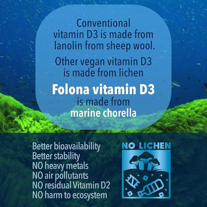 Vegan Vitamin K2+D3 | 440 mcg All-Trans MK-7 440mcg from Peas + 1000IU Vitamin D3 from Chlorella + MCT Coconut Oil for max Absorption | 90 Capsules, 100% Vegan, Non-GMO