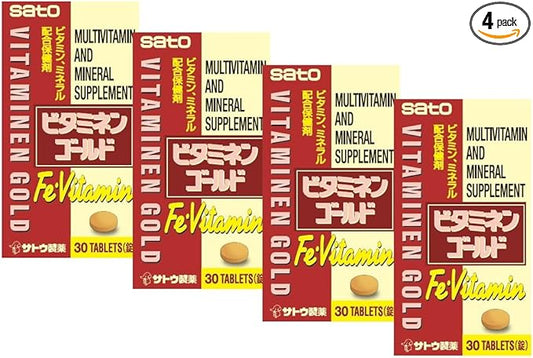 Sato Vitaminen Gold, Multi Vitamine, Adult Multi vitamine, 30 Days Supply, one Day one Tablet,30Count (Pack of 4)