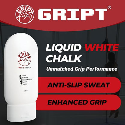 GRIPT White Liquid Chalk Hand Grip Gym Weightlifting Rock Climbing Bouldering Gymnastics Crossfit Mess Less Sweat Resistant Long Lasting Professional Gel Chalk 100ml