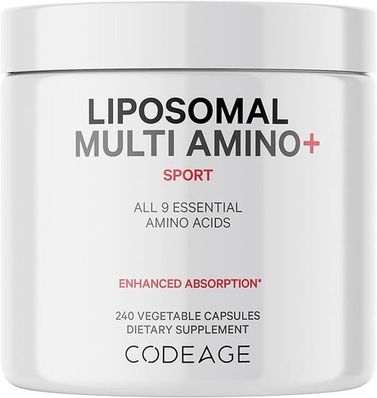 Codeage Multi Amino+ BCAA & EAA Supplement, All 9 Essential Amino Acids, Free-Form Branched-Chain Amino Acid Pills, Sport Supplement, Pre & Post Workout, Liposomal Delivery, Vegan, 240 Capsules