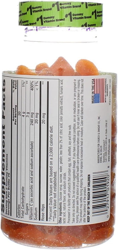 VitaFusion Power C Gummy Vitamins for Adults Absolutely Orange - 150 ct, Pack of 4