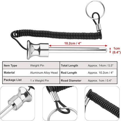 Cosmos Gym Weight Stack Pin Universal Replacement Selector Lock Pin Detent Hitch Pin, Tensile 3/8" Dia. & 4" Locking Space with Lanyard, for Gym Equipment Machine Weight Plate