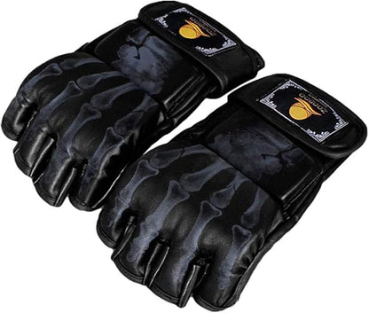 ZooBoo MMA Gloves, Half-Finger Boxing Fight Gloves MMA Mitts with Adjustable Wrist Band for Sanda Sparring Punching Bag Training