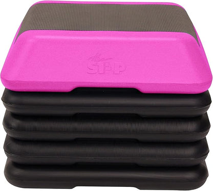 The Step Adjustable High Step Aerobic Platform 4 Risers,
