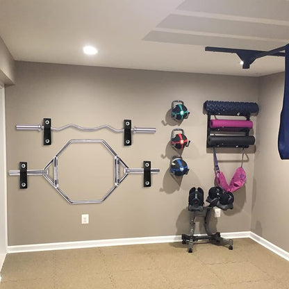 Luwint Wall Mounted Horizontal Barbell Holder, 1 Bar/2 Bars Storage Rack