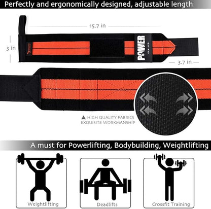 Wrist straps for weightlifting 17" Professional Quality Wrist (2PACK)