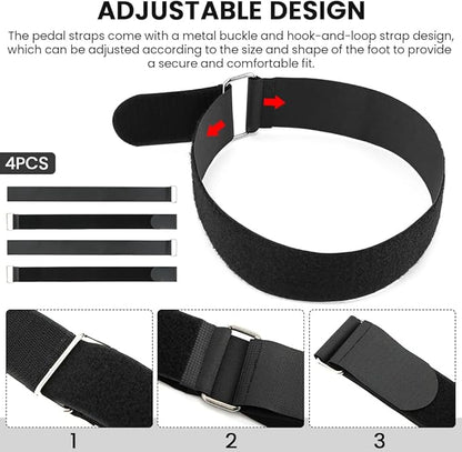 4 Pcs Ellipse Leg Exerciser Machine Pedal Straps, Adjustable Elliptical Trainer Straps for Under Desk, Elliptical Peddler Foot & Leg Training Strap for Fitness Home Sports Office Accessories