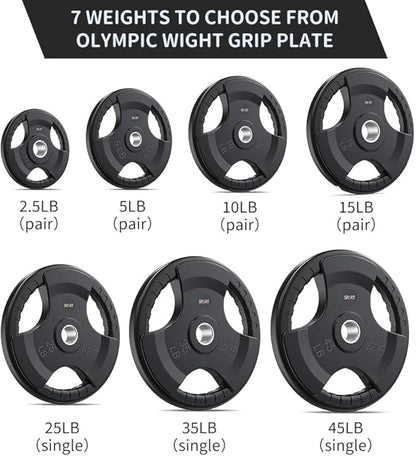 SPART Weight Plate 2-Inch Rubber Coated Olympic Grip Gym(5LB/10LB/25LB/35LB/45LB)
