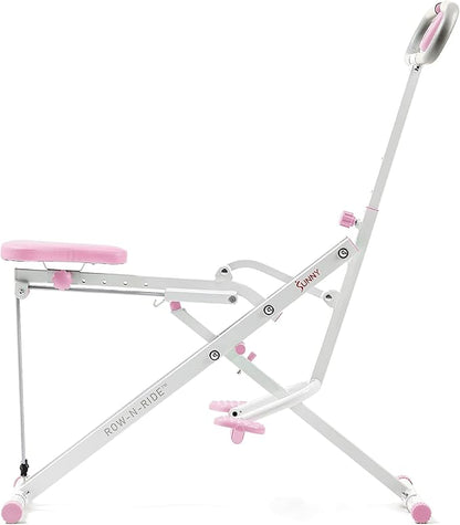 Sunny Health & Fitness Row-N-Ride Squat Assist Trainer, Foldable & Easy Setup Exercise Equipment w/Adjustable Resistance, Home Gym Training Machine for Arm, Glute & Leg Workout, Optional in Colors