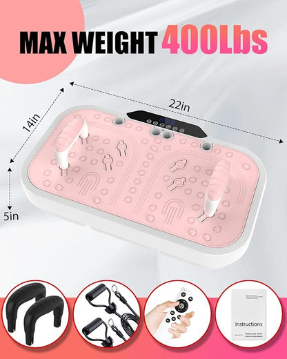 Vibration Plate Exercise Machine, 8000 Vibrations/min Adjustable Fitness Platform, Whole Body Workout Extra Large Size Platform with 400 Lbs Capacity, Bluetooth for Weight Loss, Women & Men