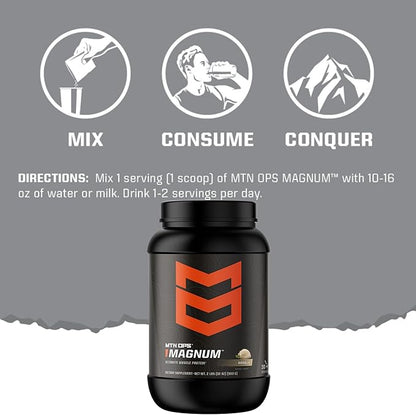 MTN OPS Magnum Strawberry Protein Powder, 23g of Whey Isolate Protein & Milk Protein with BCAAs, Zero Sugar & Gluten Free, Strawberries & Cream, 30-Serving Tub