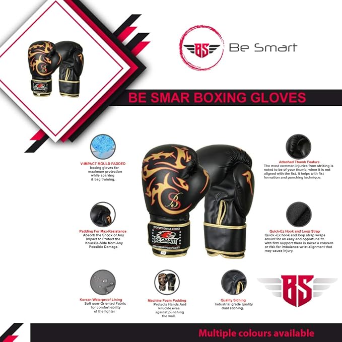 Be Smart Kids Boxing Gloves 4-12 Years 4oz 6oz Training Gloves for Children Sparring Youth Boxing Gloves Junior Training Mitts Punch PU Leather MMA Muay Thai Kick Boxing