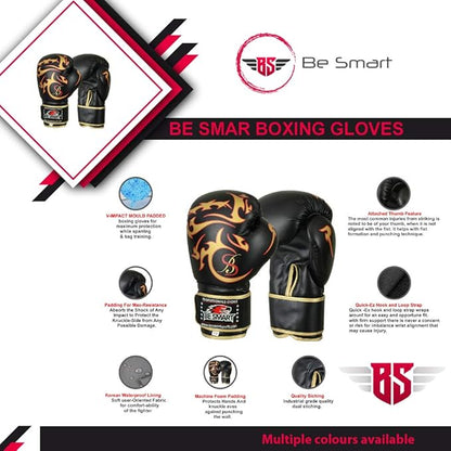 Be Smart Kids Boxing Gloves 4-12 Years 4oz 6oz Training Gloves for Children Sparring Youth Boxing Gloves Junior Training Mitts Punch PU Leather MMA Muay Thai Kick Boxing
